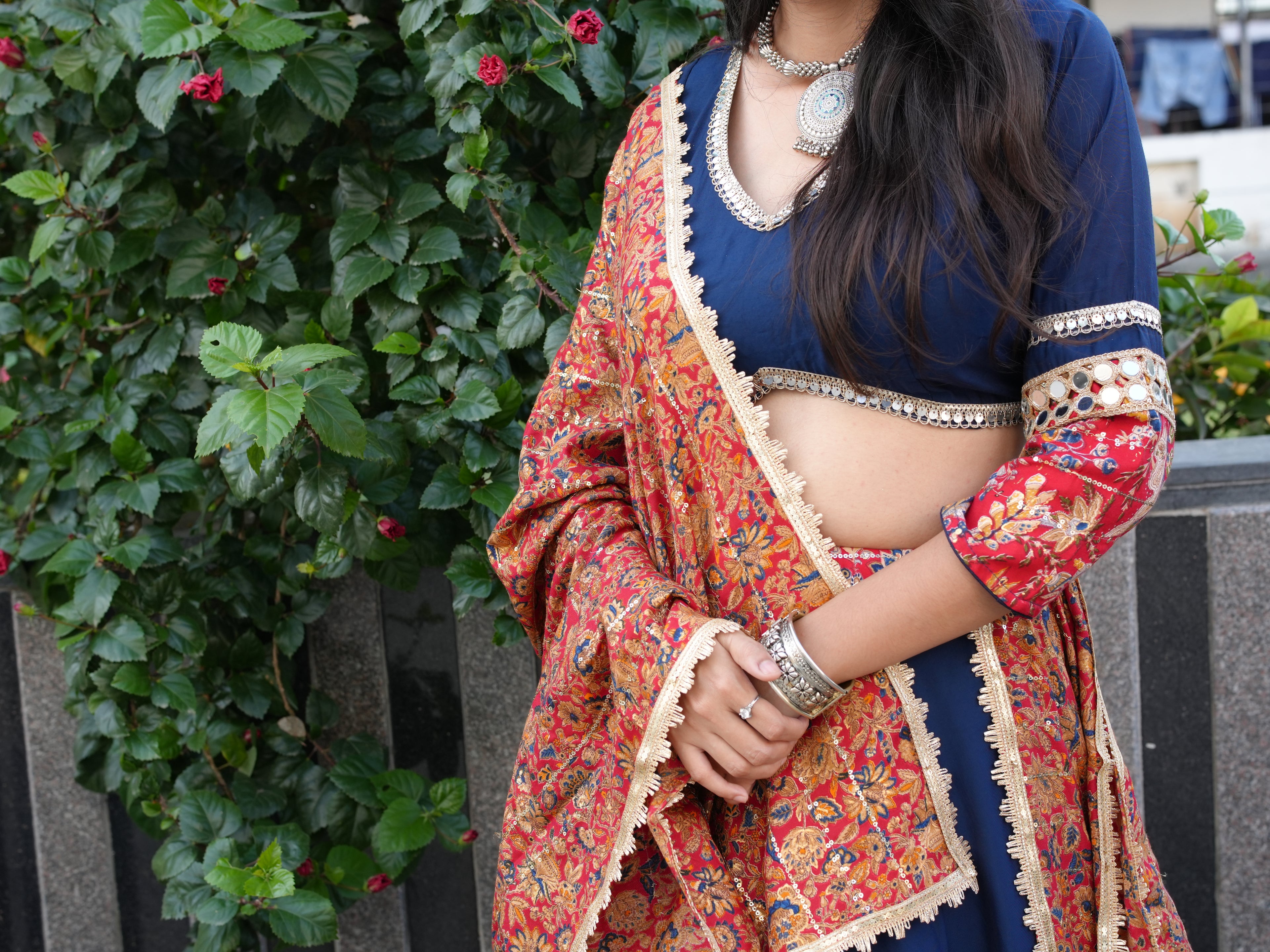 Navy Blue Chaniya Choli - Set  of 3
